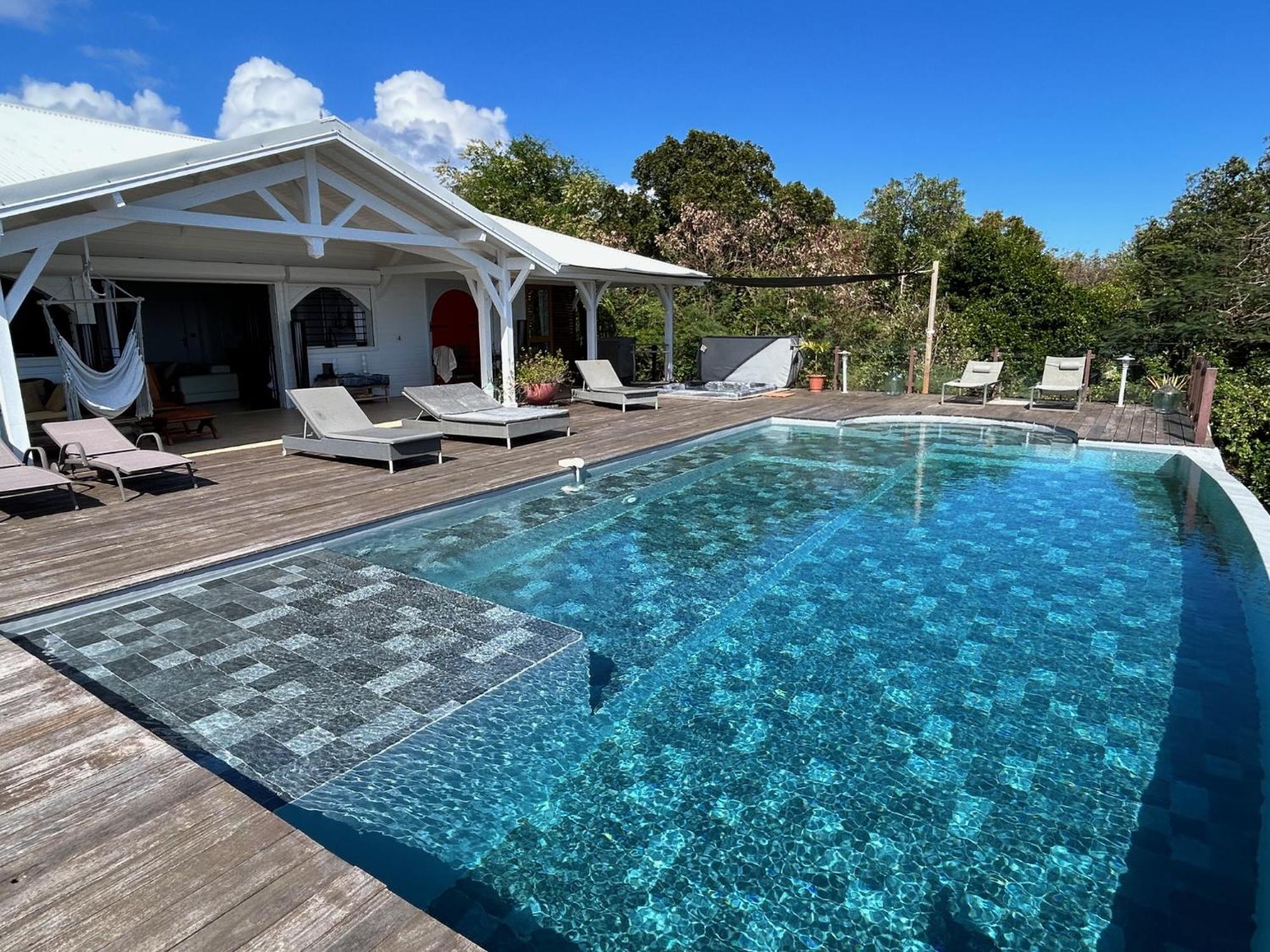 Villa Deluxe L'Hacienda Villa Vue Mer 180 Piscine Jacuzzi Proche Plage Marina Golf Pointe Des Chateaux Et Casino Jardin Clos Voyage Durable แซงต์-ฟรองซัวส์ ภายนอก รูปภาพ