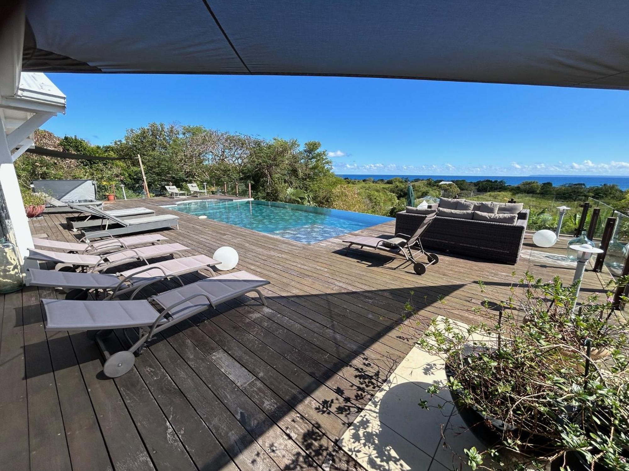 Villa Deluxe L'Hacienda Villa Vue Mer 180 Piscine Jacuzzi Proche Plage Marina Golf Pointe Des Chateaux Et Casino Jardin Clos Voyage Durable แซงต์-ฟรองซัวส์ ภายนอก รูปภาพ