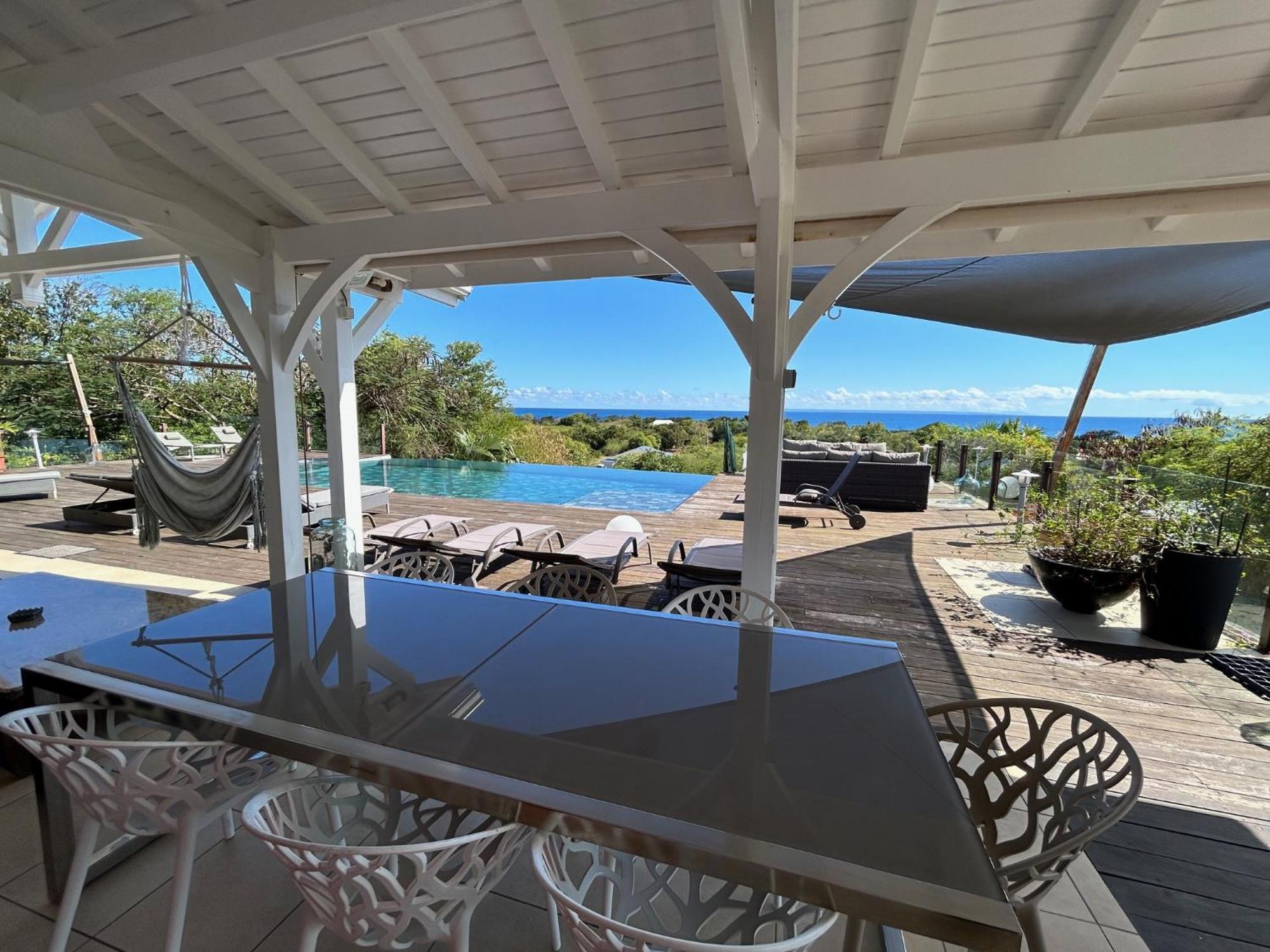 Villa Deluxe L'Hacienda Villa Vue Mer 180 Piscine Jacuzzi Proche Plage Marina Golf Pointe Des Chateaux Et Casino Jardin Clos Voyage Durable แซงต์-ฟรองซัวส์ ภายนอก รูปภาพ