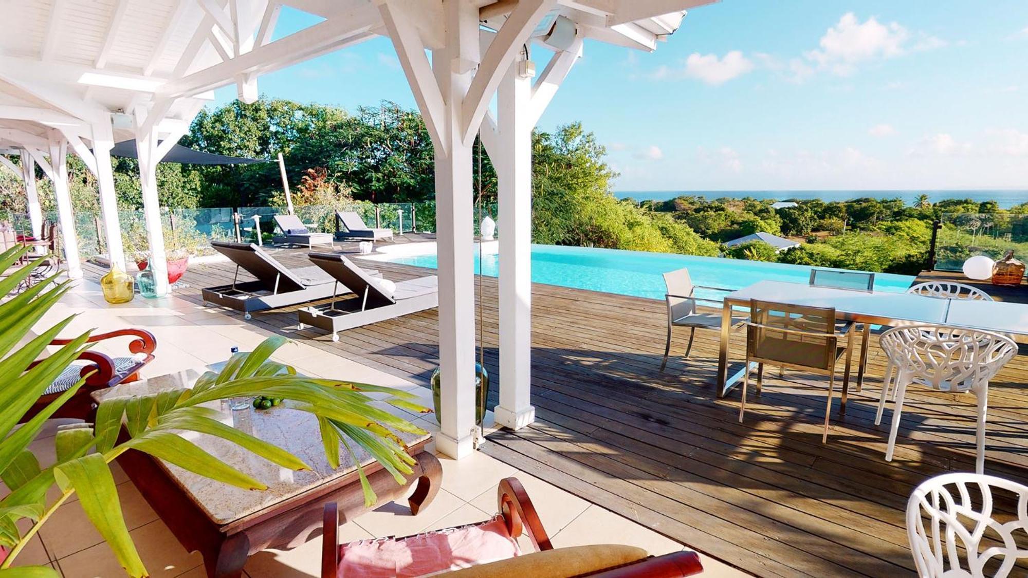 Villa Deluxe L'Hacienda Villa Vue Mer 180 Piscine Jacuzzi Proche Plage Marina Golf Pointe Des Chateaux Et Casino Jardin Clos Voyage Durable แซงต์-ฟรองซัวส์ ห้อง รูปภาพ